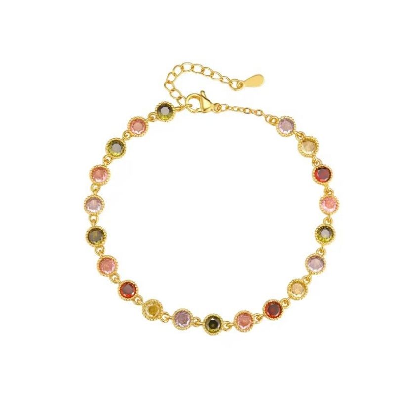 Colorful Crystal Bracelet Gold Plated Brass Jewelry Wholesale Dainty Fashion Gift
